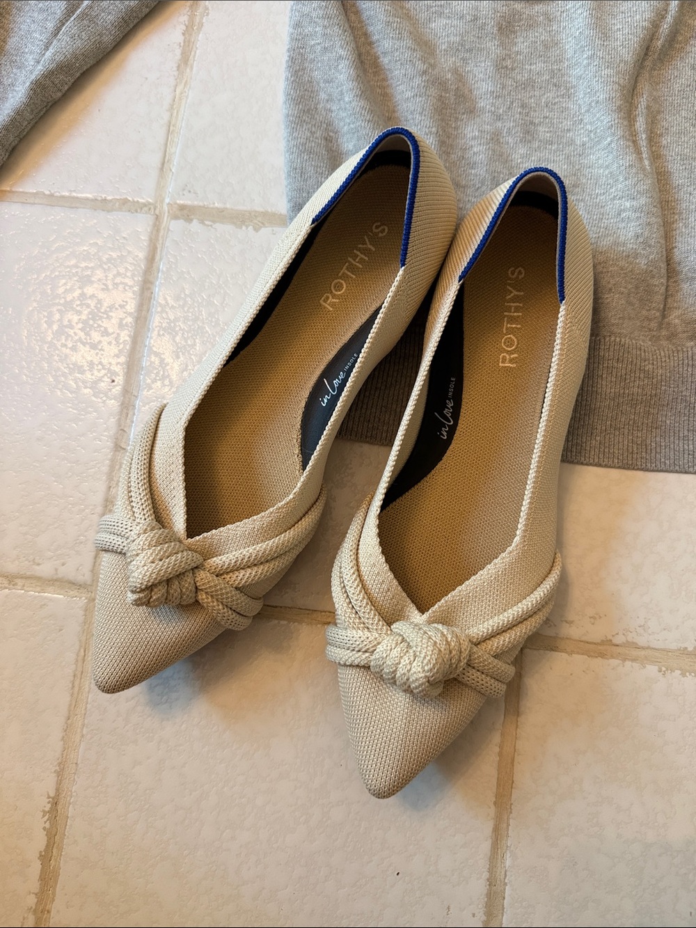 Rothy's Women's Pointed Knot Flats - Cream beige